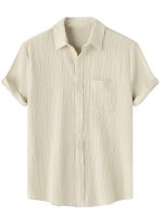 TAGDO Men's Solid Shirt with Chest Pocket Short Sleeve Shirt for Summer Outdoor Activities