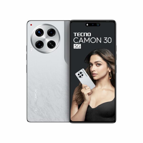 TECNO CAMON 30 5G (Uyuni Salt White, 8GB+256GB) | 100MP OIS Camera + 50MP Auto Focus Selfie | 6.78" LTPS AMOLED Display | MediaTek Dimensity 7020 | 5000mAh Battery & 33W Charger