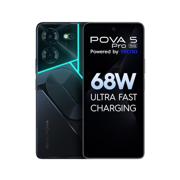 TECNO Pova 5 Pro 5G (Dark Illusion, 8GB RAM,128GB Storage)| Segment 1st 68W Ultra Fast Charging | 50MP AI Dual Camera | India's 1st Multi-Colored Backlit ARC Interface | 6.78”FHD+ Dot-in Display