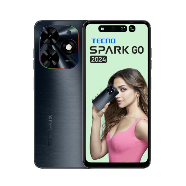 TECNO Spark GO 2024 | Gravity Black, (4GB+64GB)| Segment First 90Hz Dot-in Display with Dynamic Port & Dual Speakers with DTS| 5000mAh| 10W Type-C| Fingerprint Sensor| Octa-Core Processor