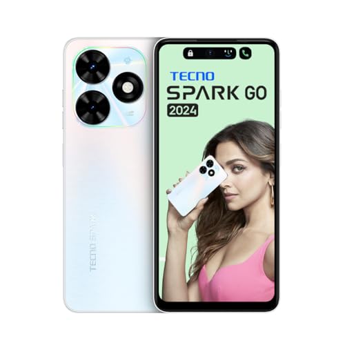 TECNO Spark GO 2024 | Mystery White, (4GB+64GB)| Segment First 90Hz Dot-in Display with Dynamic Port & Dual Speakers with DTS| 5000mAh| 10W Type-C| Fingerprint Sensor| Octa-Core Processor