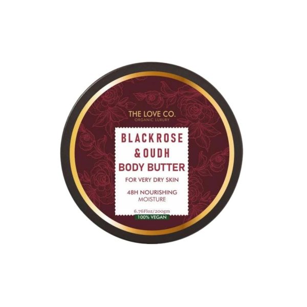 THE LOVE CO. Black Rose & Oud Body Butter - Body Butter For Women - 48-Hour Ultra-Rich Moisturizer with Pure Shea Butter - Luxurious Deep Hydration - 200gm