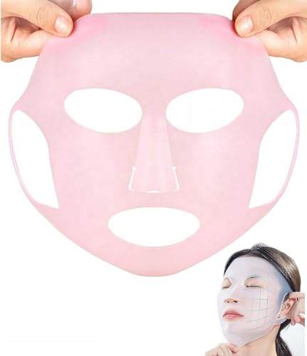 TLISMI Silicone Sheet Mask Cover Reusable Moisturizing Facial Mask Cover For Sheet Mask Anti-Wrinkle Slow Down The Evaporation Of Mask Essence Face Beauty Tool-L.Pink, 1 Count