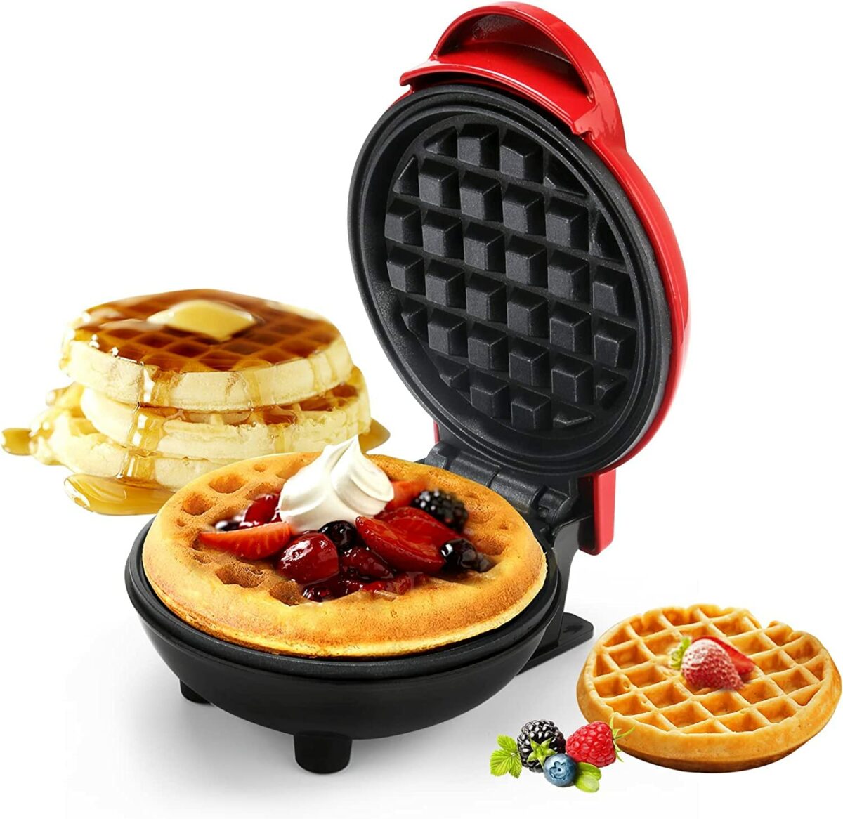 Tasmax Mini Waffle Maker Machine 3 In 1 Waffle Iron Home Appliances Kitchen Easy To Clean, 4 Inch, Perfect For Breakfast,Dessert, Sandwich, Pan Cakes, Other Snacks|Assorted - 350 Watts