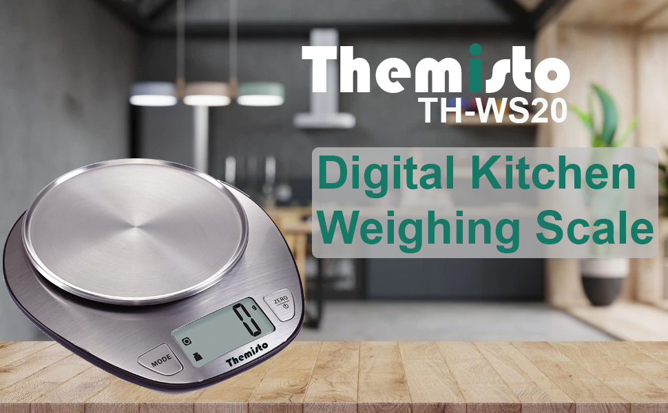 Themisto TH-WS20 Digital Kitchen Weighing Scale Stainless Steel (5Kg)