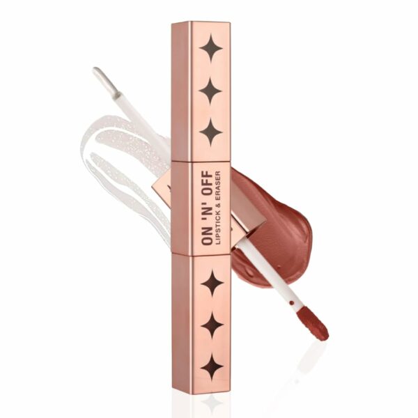 Typsy Beauty ON 'n' OFF Lipstick & Eraser | 12 Hr Stay Creamy Matte Formula (Deep Rose) | Smudge & Transfer Proof | Nourishing Remover Oil & Leave-On Mask | Vegan | 8 shades | 2.5 ml x 2.5 ml