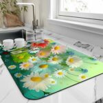 VHKD Dish Drying mat for Kitchen Water Absorbent mats for Kitchen Utensils Large Dry mat for Kitchen Utensils Drying mat Water Absorbent mats for Kitchen Large Size (Design 6 | 38x58cm, 1)