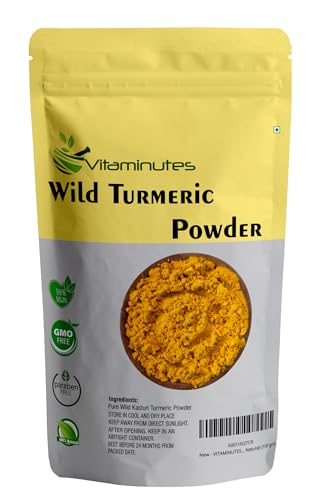 VITAMINUTES Bio Organic Wild Turmeric Powder For Skin And Face Care [Curcuma Aromatica/Jangli Haldi/Kasturi Manjal/Kasturi Haldi Powder] | Skin Whitening (100% Pure & Natural) (100 Gm)