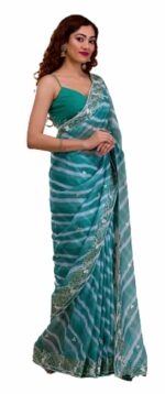 VS FASHION Saree For Womens And Girls Georgette With Digital Prints & Embroidery Work With Fancy Lace Border With Back Support Lace & Attached Tassels Fumka In Pallu