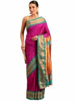 Varkala Silk Sarees Women's Paithani Soft Silk Kadiyal Maharani Saree With Blouse Piece