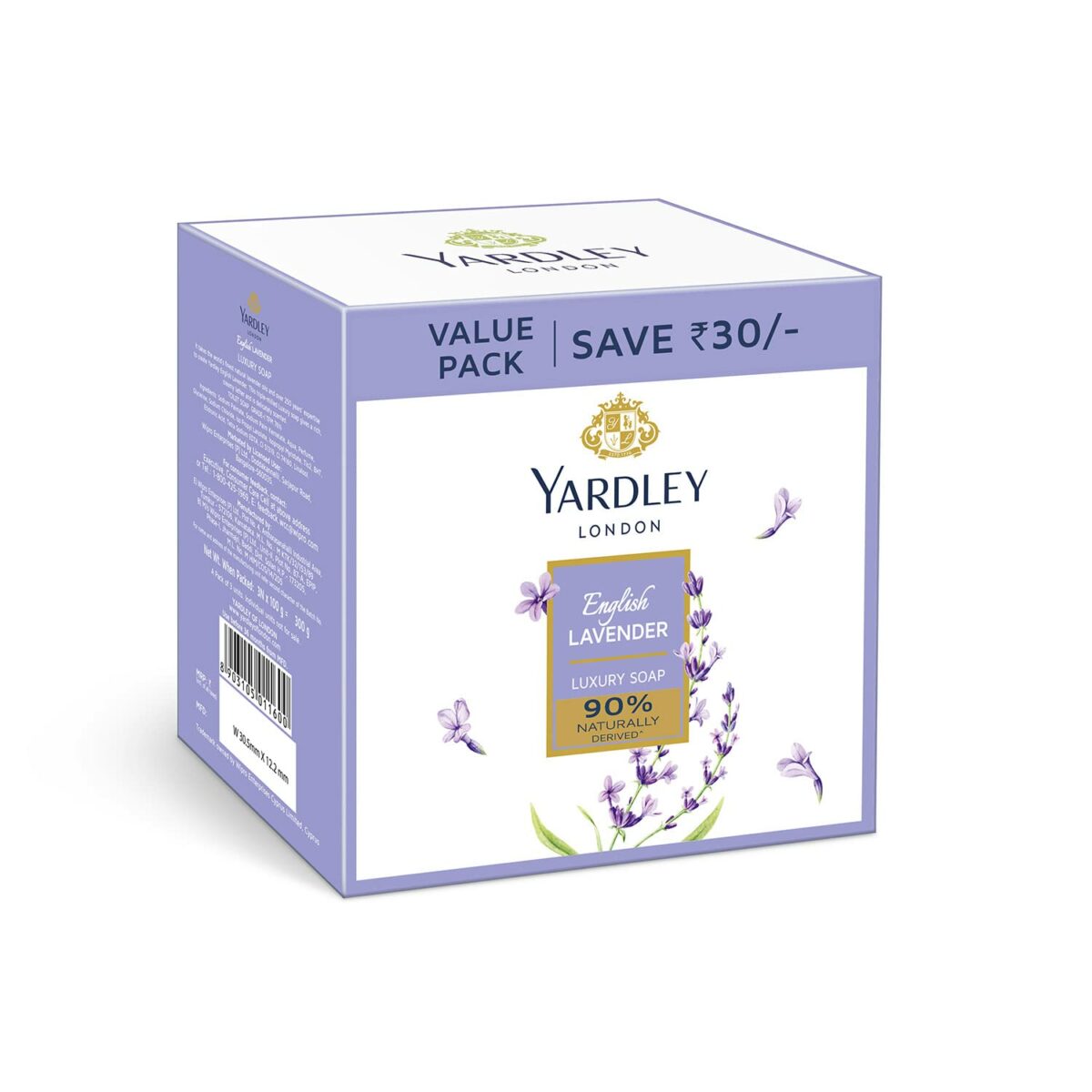 Yardley London English Lavender Luxury Soap| Daily Bathing Soap For Women| Luxury Soap With Creamy Lather| 90% Naturally Derived| 100g Each (Pack of 3)