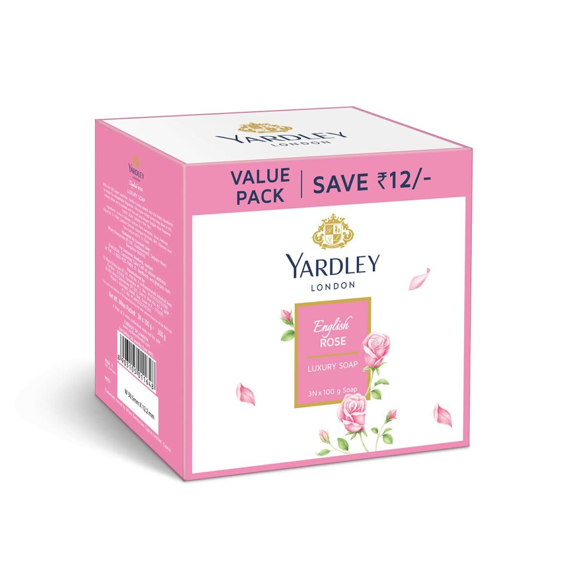 Yardley London English Rose Luxury Soap| Daily Bathing Soap For Women| Luxury Soap With Creamy Lather| 90% Naturally Derived| 100g Each (Pack of 3)