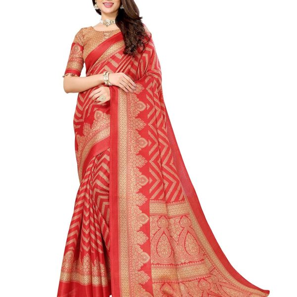 Yashika Womens Woven Printed Art Silk Saree with Unstitched Blouse Material