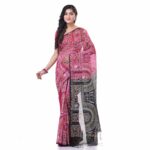 dB DESH BIDESH Women's Cotton Blend Tribal Warli Print Half half Design Handloom Sarees with Blouse Piece