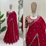 infabzon Saree For Womens Bollywood Style Zimmy Choo Organza Silk Fabric On Beautiful Sequance Embrodery Work