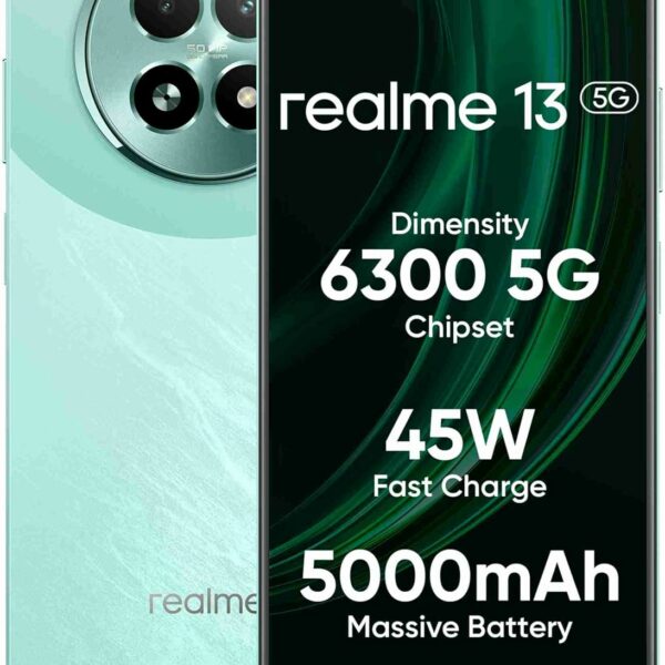 realme 13 5G (Speed Green, 8GB RAM, 128GB Storage) | Expandable Upto 2TB | Up to 18GB Dynamic RAM | 50MP AI Dual Camera | 6.72" AMOLED Display | 45W Ultra Charging DAK | Dimensity 6300 Processor