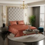 Stoa Paris Satin Bedsheets for Double Bed - 300TC Premium Bedsheet with 2 Pillow Covers, Luxury Bedding Set, Gift for Couples for Romantic Dates, Wedding, Melted Caramel