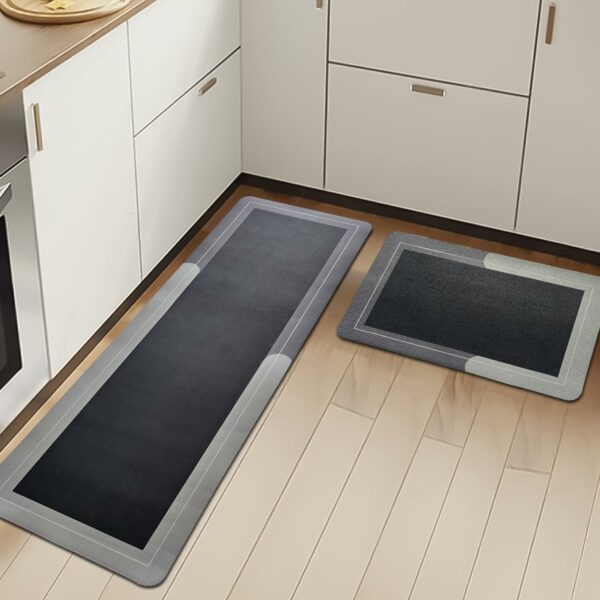 SITTELLA® 2 Kitchen Mats Set, Anti-Skid Kitchen Mats 3.5mm, Water Absorbent Rug, Carpets, Floor Mat for Home and Kitchen (120x40cm & 40x60cm) in Grey