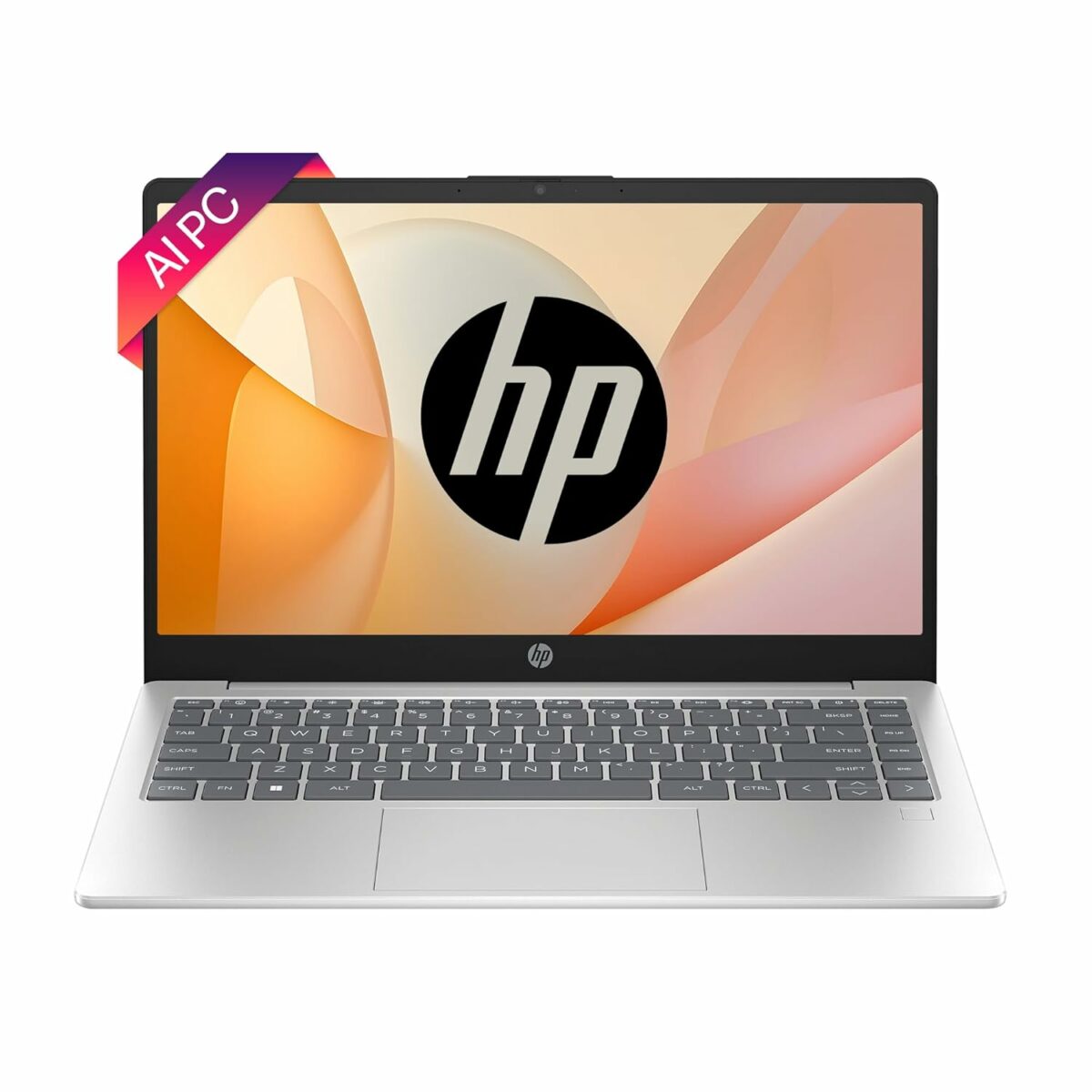 HP Laptop 14, Intel Core Ultra 7 155H, Built-in AI, 14-inch (35.6 cm), FHD, 16GB DDR5, 512GB SSD, Intel Arc Graphics, 1080p FHD Camera w/Privacy Shutter, Backlit KB (Win 11, Silver, 1.4 kg), gr1023TU