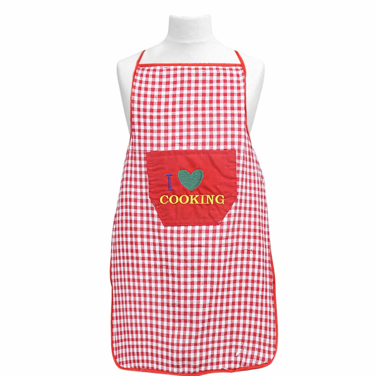 Kuber Industries Apron For Men And Woman|Waterproof Apron For Kitchen|Designer Front Pocket|RED