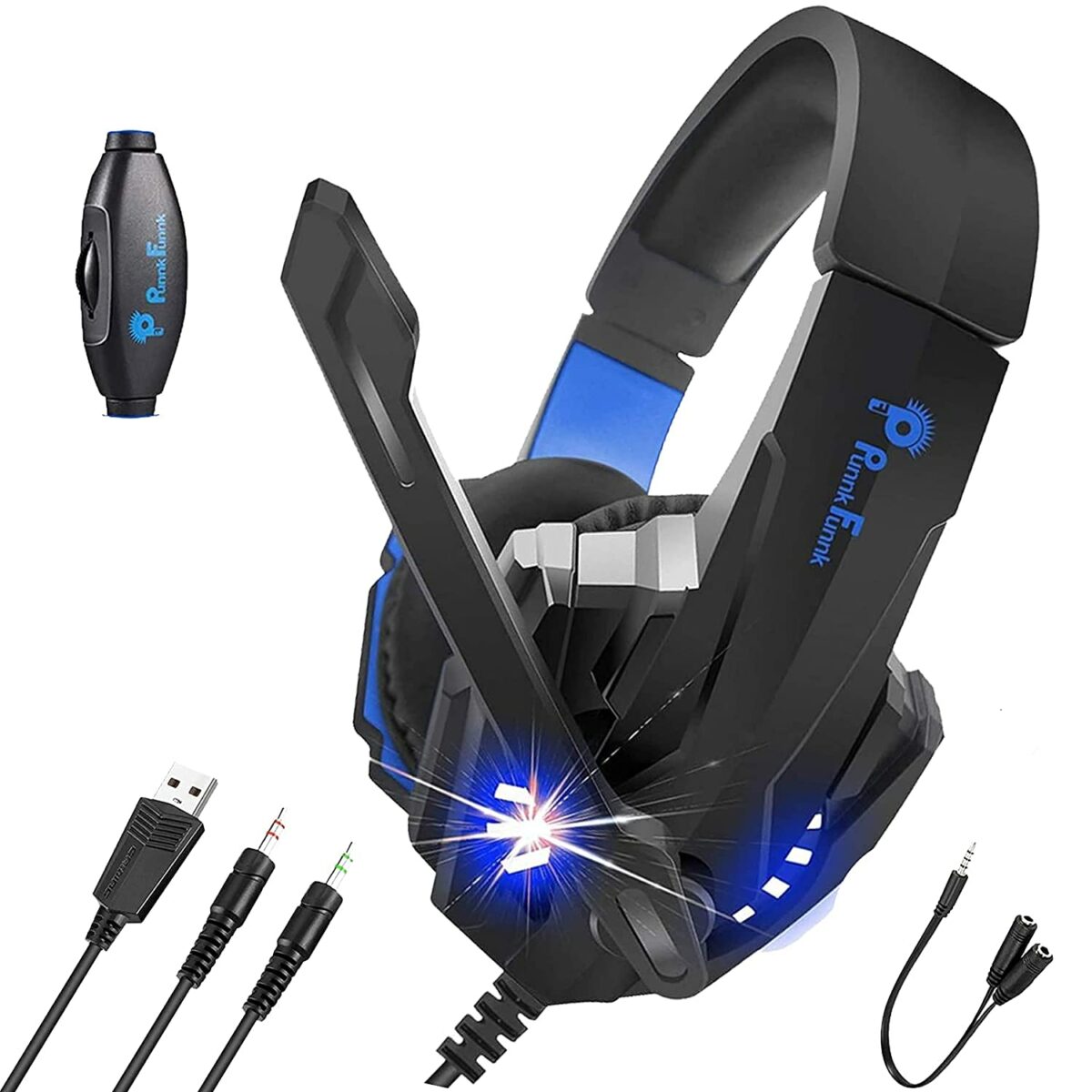 PunnkFunnk K20 Gaming Wired Over Ear Gaming Headphones with Mic, Compatible with Ps4, Xbox One, Nintendo Switch, Pc, Mac, Laptop, Black