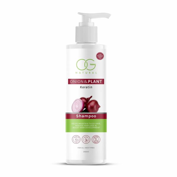 OG BEAUTY Natural Onion & Plant Keratine Shampoo | For Strengthen and Smoothen Hair | Reduces Hair Fall & Accelerates Growth | Toxin-Free Formula for Healthy & Nourished Hair | 250ml