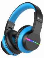 iClever Kids Headphones with Mic, Colorful LED Lights Kids Wireless Headphones for Boys with 74/85/94dB Volume Limited Over Ear, 40H Playtime, Bluetooth 5.0, Built-in Mic for School/Tablet/PC/Airplane, Black