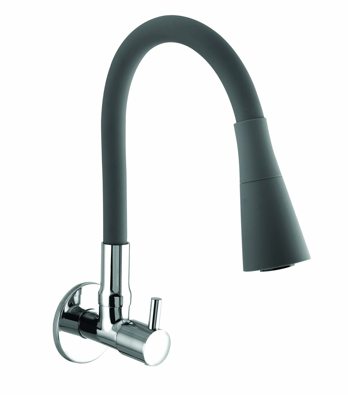 10X Sink Tap for Kitchen BL-9876 Flexible Neck Dual Flow Grey Color 2 Function Shower Flow/Foam Flow Wall Mount, Chrome