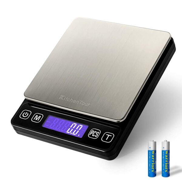 KitchenTour Digital Kitchen Scale - 3000g/0.1g High Accuracy Precision Multifunction Food Meat Scale with Back-Lit LCD Display