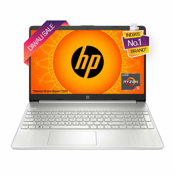 HP Laptop 15s, AMD Ryzen 5 5500U, 15.6-inch (39.6 cm), FHD, 8GB DDR4, 512GB SSD, AMD Radeon graphics, Thin & light, Dual speakers (Win 11, MSO 2021, Silver, 1.69 kg), eq2223AU