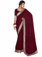 AKHILAM Women's Polka Dot Lace work Embellished Georgette Saree With Unstitched Blouse Piece (AVIKA1041_SR_Parent)