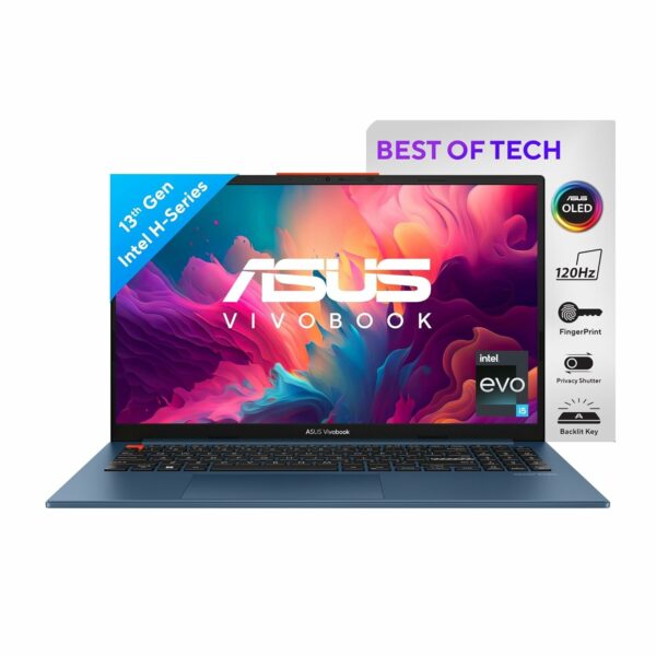 ASUS Vivobook S 15 OLED (2023), Intel Core EVO i5-13500H 13th Gen, 15.6" (39.62 cm) 2.8K 120Hz OLED, Thin & Light Laptop (16GB/512GB SSD/Iris Xe/Win 11/Office 2021/75WHr/Blue/1.7 kg) S5504VA-MA541WS