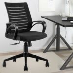 ASTRIDE Ace Mid Back Office Chair for Work from Home/Study Chair Height Adjustable Revolving Chair with Tilt Lock [Heavy Duty Nylon Base, Black]