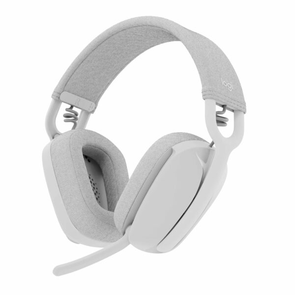 Logitech Zone Vibe 100 Lightweight Wireless Over-Ear Headphones with Noise-Cancelling Microphone, Advanced Multipoint Bluetooth Headset, Works with Teams, Google Meet, Zoom, Mac/PC - Offwhite