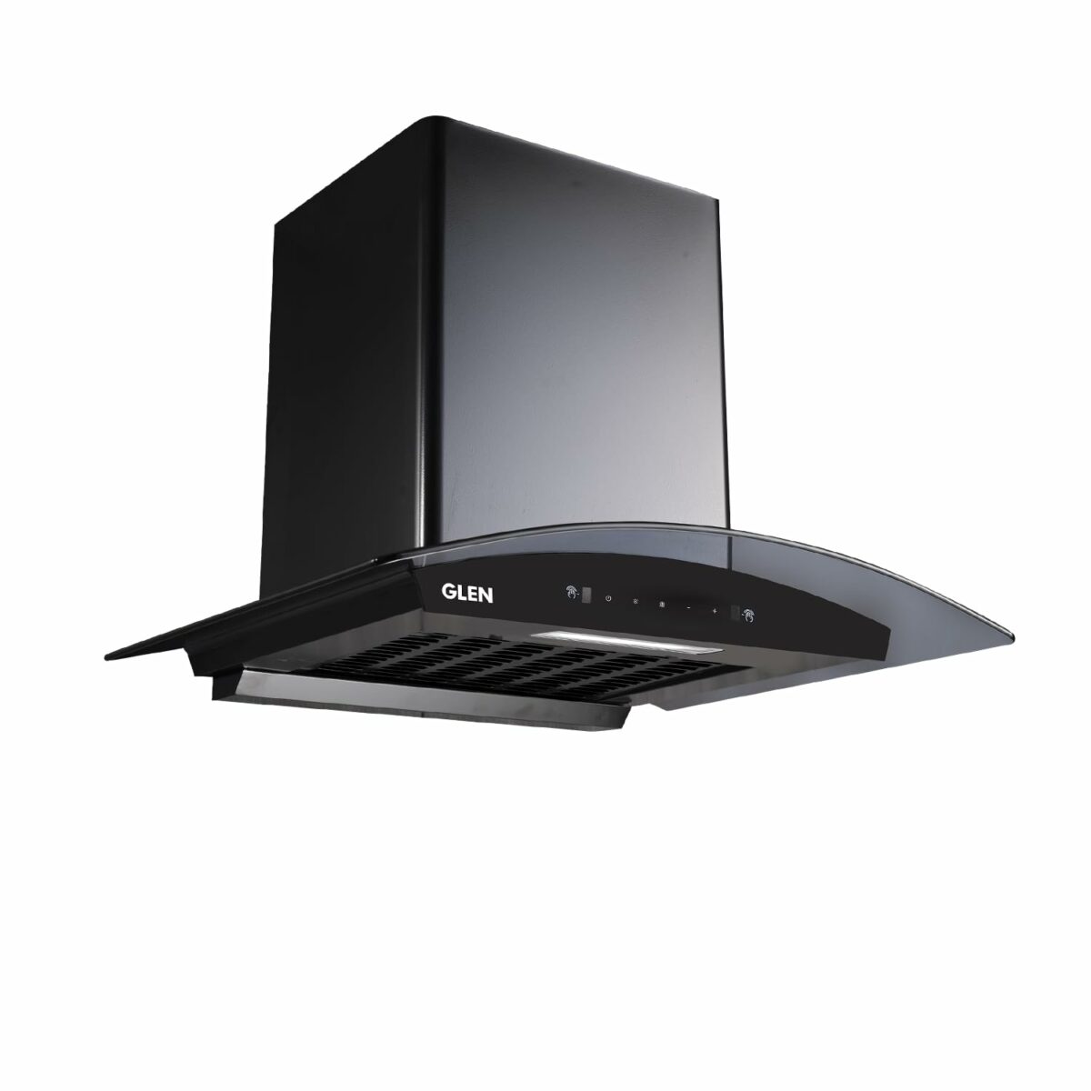 GLEN 60 cm 1200m3/hr Auto-Clean Filterless Curved Glass Kitchen Chimney With Motion Sensor+Touch Controls (Senza Black)