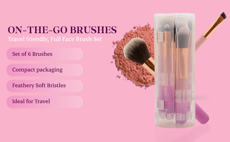 Compact Brush set, =Travel Friendly, Professional Brush Set, Portable makeup brushes