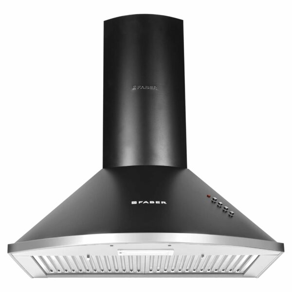 Faber 60 cm 1000 m³/HR Pyramid Kitchen Chimney || 12 year warranty on Motor|| Motor- 240 Watt (HOOD CLASS PRO PB BK LTW 60, Baffle Filters,Black)