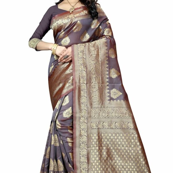 Sugathari Women's Banarasi Saree Pure Kanjivaram Silk Saree Soft new ladies 2023 Design Wear Pattu Sarees Latest Cotton Party Sari collections With Blouse Piece for Wedding sadi (SAM PARI-24)