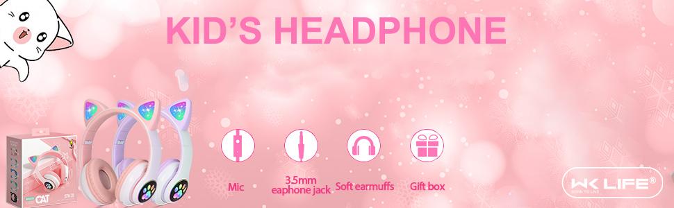 Bluetooth Headphones for Kids Girls Women Cat Lovers