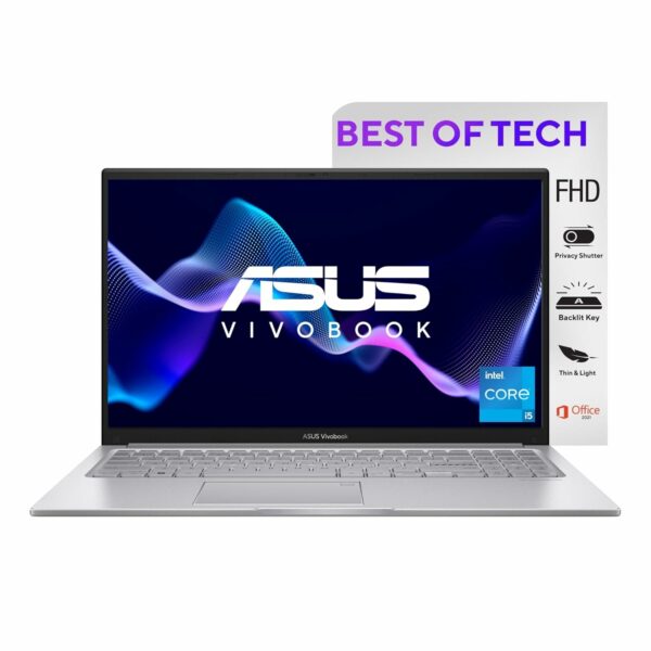 ASUS Vivobook 15, Intel Core i5-1235U 12th Gen, 15.6" (39.62 cm) FHD, Thin and Light Laptop (8GB RAM/512GB SSD/Win11//Backlit Keyboard/Silver/1.7 kg), X1504ZA-NJ522WS