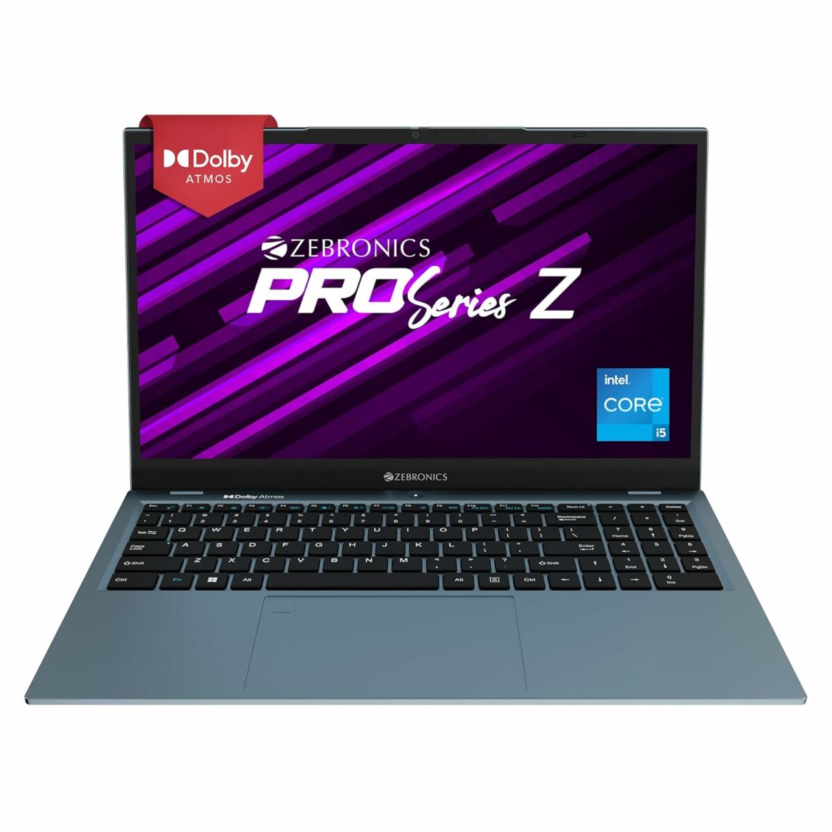 ZEBRONICS PRO Series Z NBC 4S, Intel Core 12th Gen i5 Processor 16GB RAM & 512GB SSD Laptop, 15.6 Inch (39.6CM), IPS 180° Display, Dolby Atmos, 38.5Wh Large Battery, Windows 11, Blue, 1.76 Kg