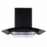 Elica 90 cm 1200 m3/hr Filterless Autoclean Kitchen Chimney with 15 Years Warranty (WDFL 906 HAC LTW MS NERO, Touch + Motion Sensor Control, Black)