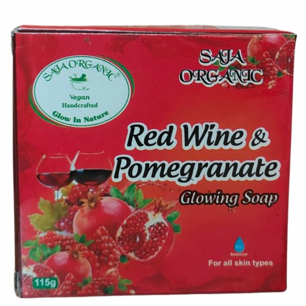 Saja Organic Redwine & Pomegranate Glowing Soap For Glowing, Whitenning, Prevent Open Pores, Anti Aging, Oil Controrls,Exfoliating, Nourishing - 100 Gms - 2 Soaps - 200 Grams