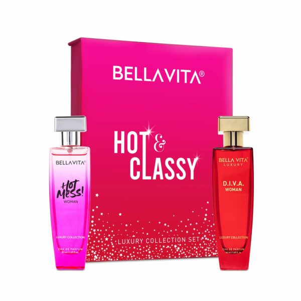 Bella Vita Luxury Hot & Classy Gift Set for Women 2 x 50Ml with Hot Mess, D.I.V.A. Perfume|Floral, Woody Long Lasting EDP Fragrance Scent