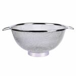 Kuber Industries Small Stainless Steel Colander Strainer Drainer with Handle (Silver), Standard, (49KM0113),20L x 20W x 8H Centimeters