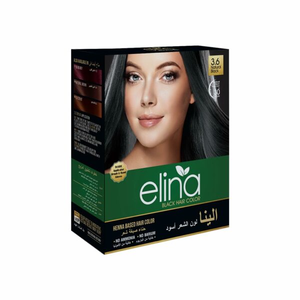 ELINA Henna Based Black Hair Color Powder | No Ammonia & No Barium | Long Lasting Hair Colour | Hair Color For Women & Men | Full Coverage Of Grey Hair | Pack Of 6(10G Each) (Black)