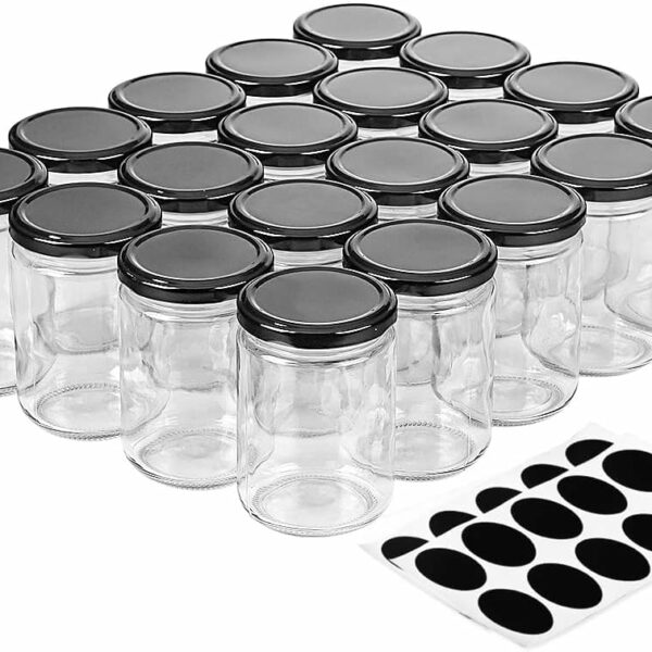 Boxoza Glass Small Containers Set Of 8 Masala And Spices Storage Jars For Kitchen, Refrigerator | Round Shape Glass Bottle For Kitchen Storage | Airtight Dry Fruits Container- 200 Ml, Blue