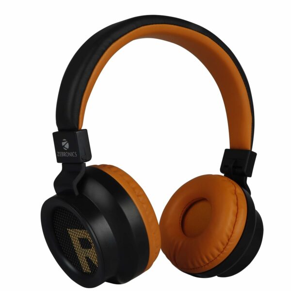 Zebronics-Bang over the ear headphones with Foldable Design and Bluetooth v5.0 headphones, Providing up to 20h* Playback (Orange)