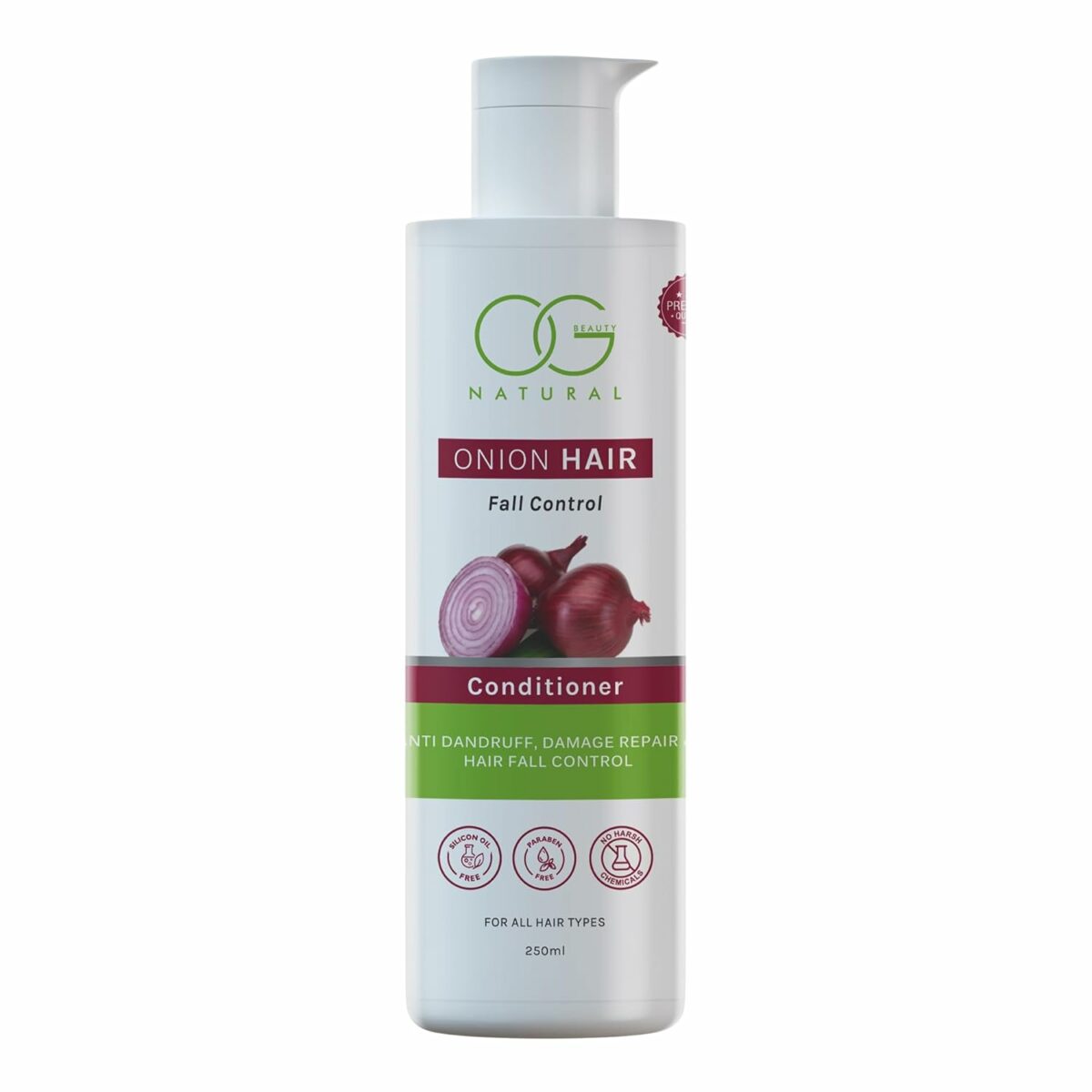 OG BEAUTY NATURAL Onion Hair Fall Control Conditioner | Infused with Onion Extract | Strengthens Hair | For All Hair Types | 250 GM