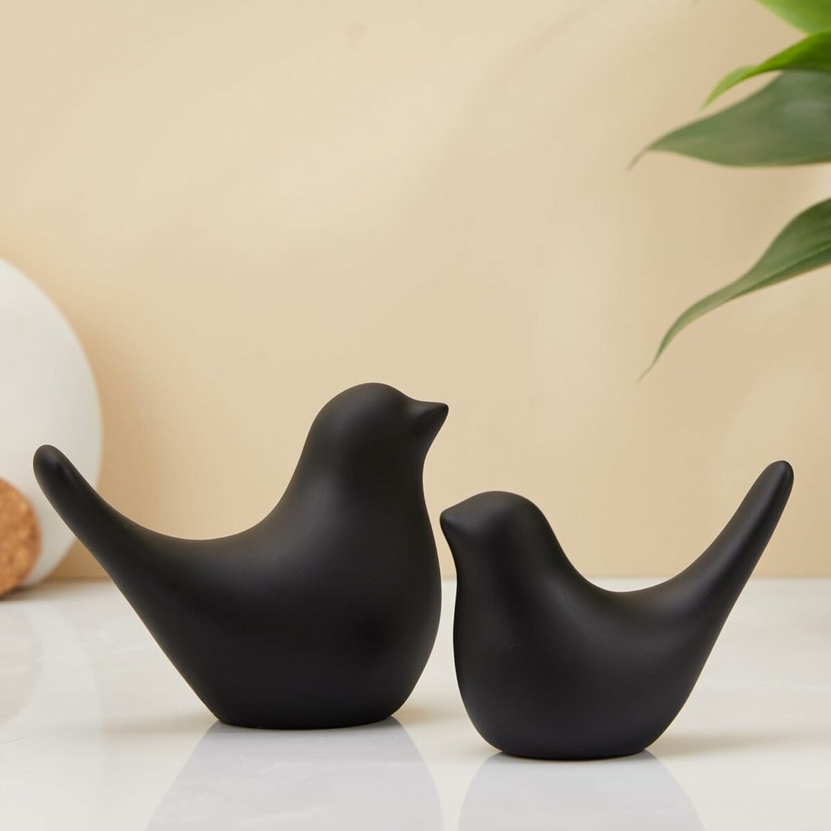 amazon basics Creative Black Birds Matte Figurines Home Decorations Accessories (Pack of 2, Black)